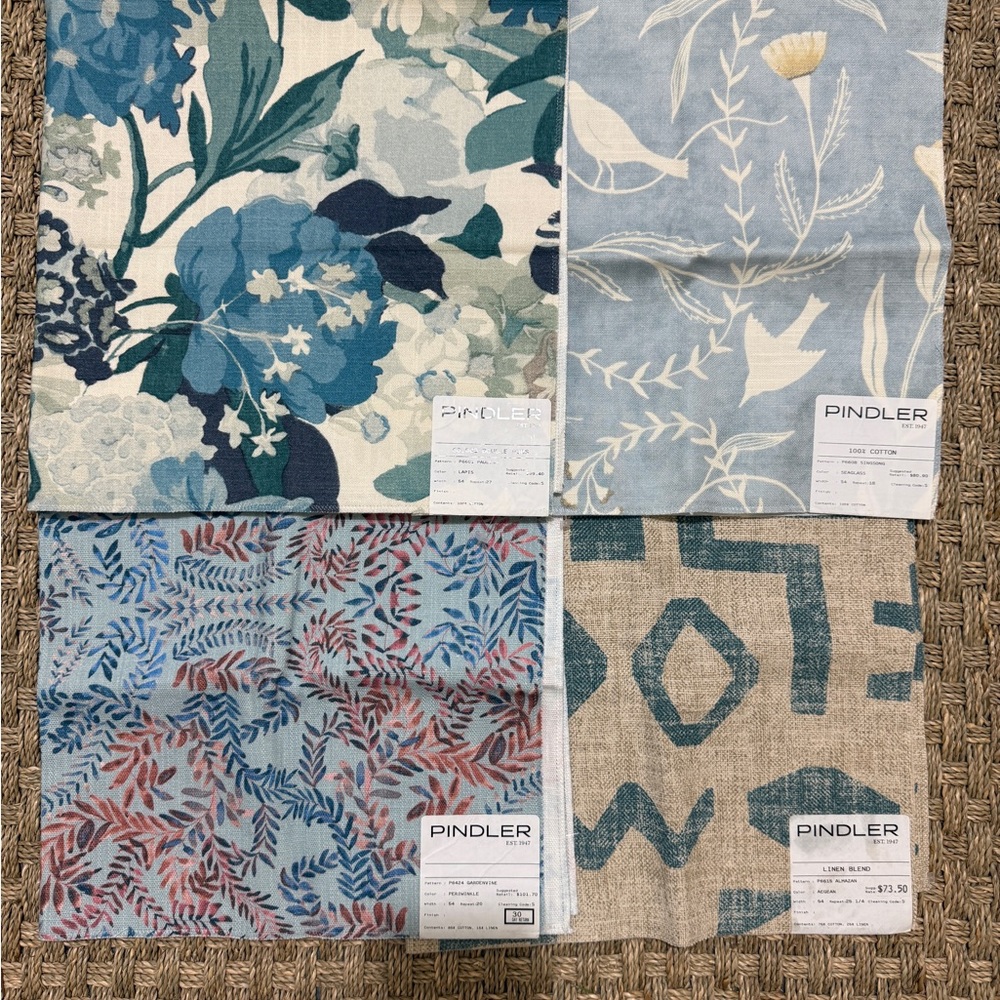 Blue and Beige Fabric Swatch Set